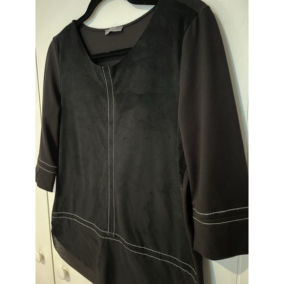 Zara Woman Fashion Stylish 3/4 Sleeve Shirt Blouse Black Size Medium Suede - Picture 3 of 5